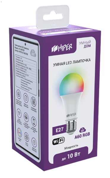 Умная цветная LED лампочка HIPER IoT A60 RGB (IoT A60 RGB)