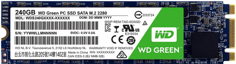 SSD-диск Western Digital SSD Green 240Gb SATA-III M.2 2280 3D NAND (WDS240G2G0B)