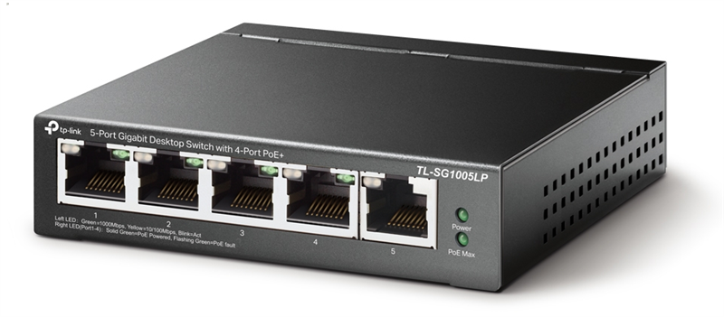 Коммутатор TP-Link 5-портовый гигабитный неуправляемый с 4 портами PoE+ (TL-SG1005LP)